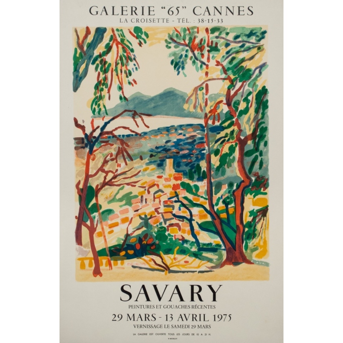 Vintage exhibition poster - Savary - 1975 - Galerie "65" Cannes - 31.7 by 20.7 inches