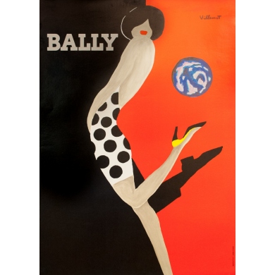 Affiche ancienne de publicité - Bernard Villemot - 1989 - Bally - 127.5 par 91 cm