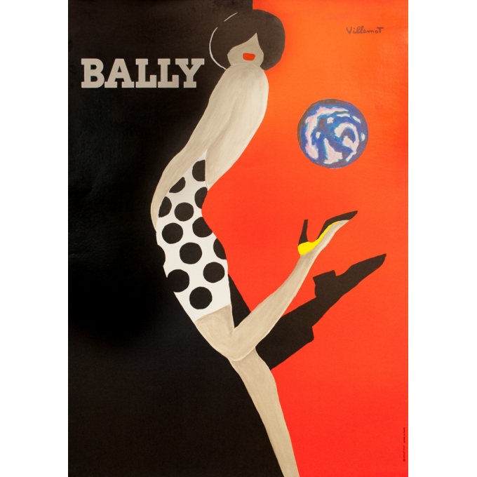 Affiche ancienne de publicité - Bernard Villemot - 1989 - Bally - 127.5 par 91 cm
