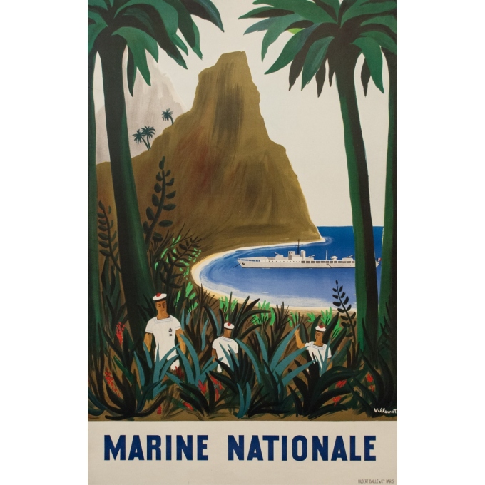 Affiche ancienne de publicité - Bernard Villemot - 1950 - La Marine Nationale - 120 par 77 cm