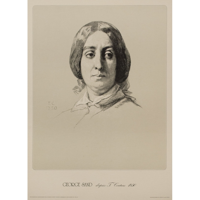Vintage exhibition poster - T. Couture - 1976 - George Sand D'Après T. Couture - 25.2 by 18.3 inches