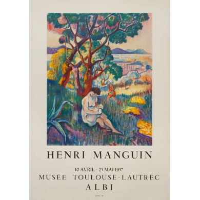 Affiche ancienne d'exposition - Henri Manguin - 1957 - Musée Toulouse-Lautrec - 73.5 par 51.5 cm
