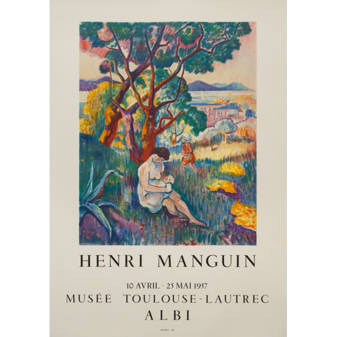 Vintage exhibition poster - Henri Manguin - 1957 - Musée Toulouse-Lautrec - 28.9 by 20.3 inches