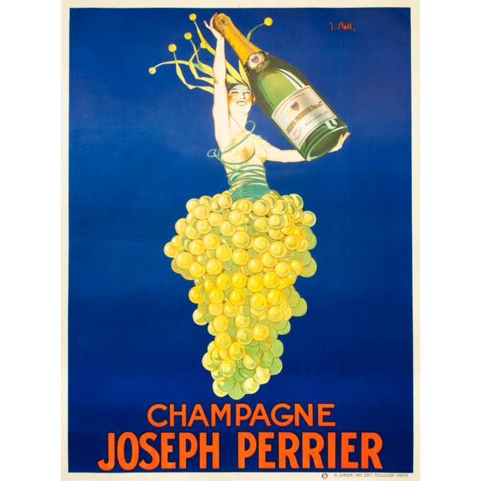 Vintage advertising poster - J.Stall - Circa 1930 - Champagne Joseph Perrier - 63 by 46.6 inches