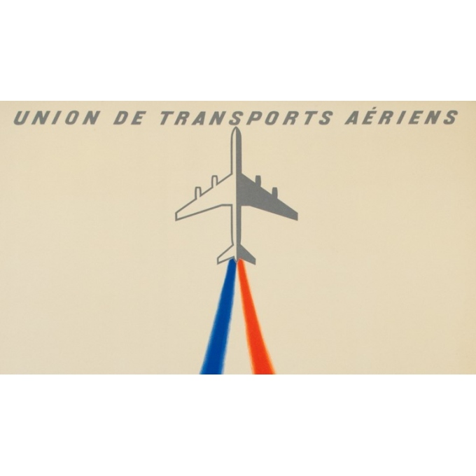 Affiche ancienne de voyage - Villemot - Circa 1960 - UTA French airline - 98 par 61 cm - 2