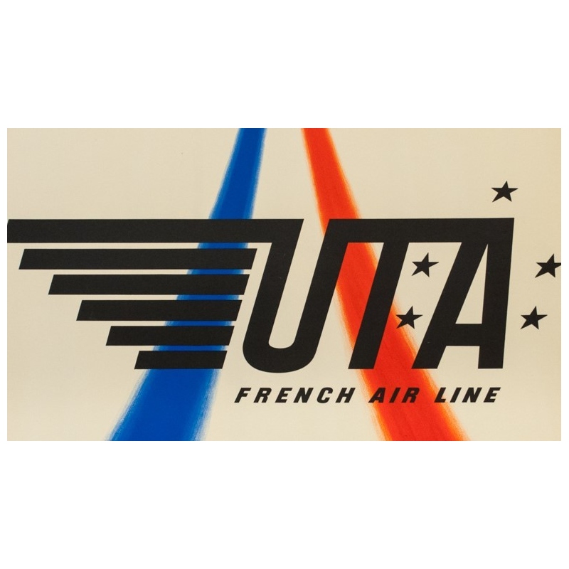 Affiche ancienne de voyage - Villemot - Circa 1960 - UTA French airline - 98 par 61 cm - 3