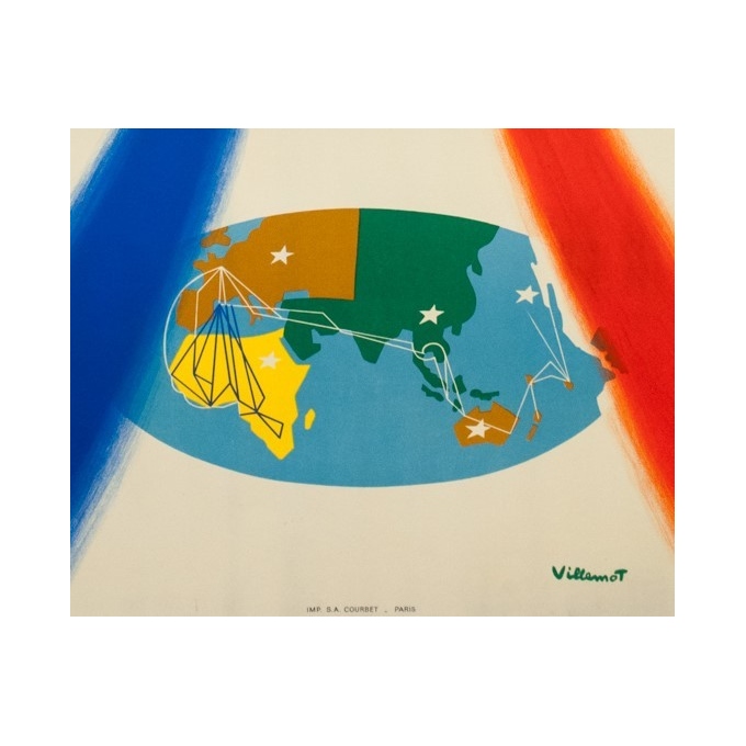 Vintage travel poster - Villemot - Circa 1960 - UTA French airline - 38.6 by 24 inches - 4