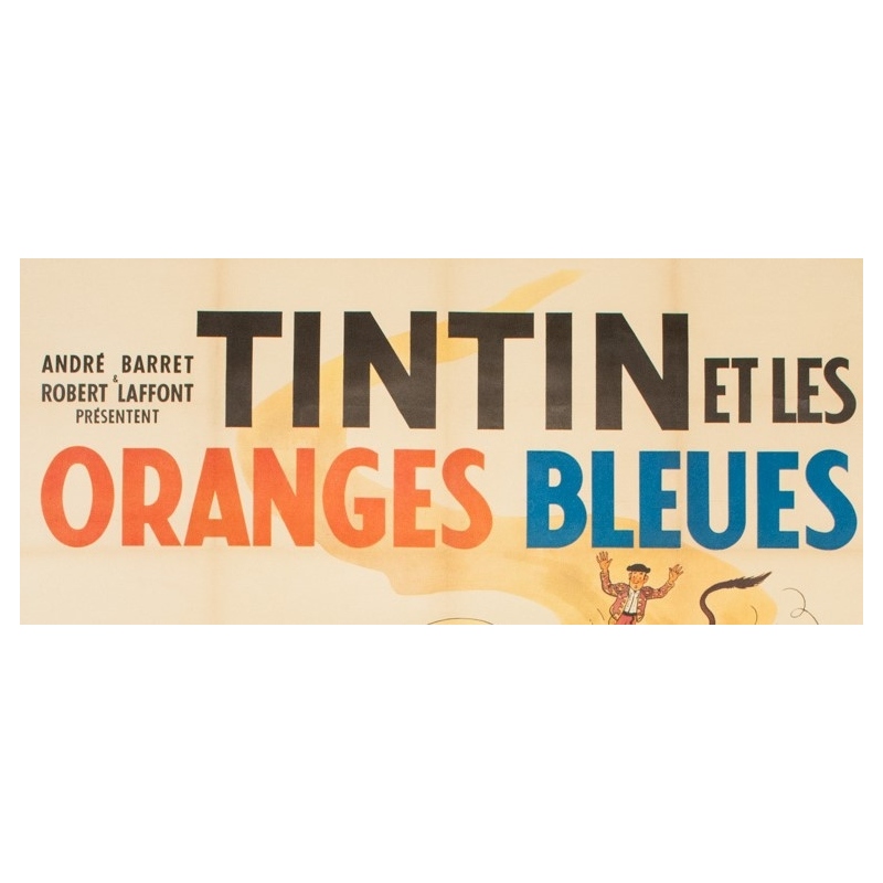 Affiche ancienne de cinéma - Hergé - 1964 - Tintin et les oranges Bleues Hergé - 160 par 118 cm  2