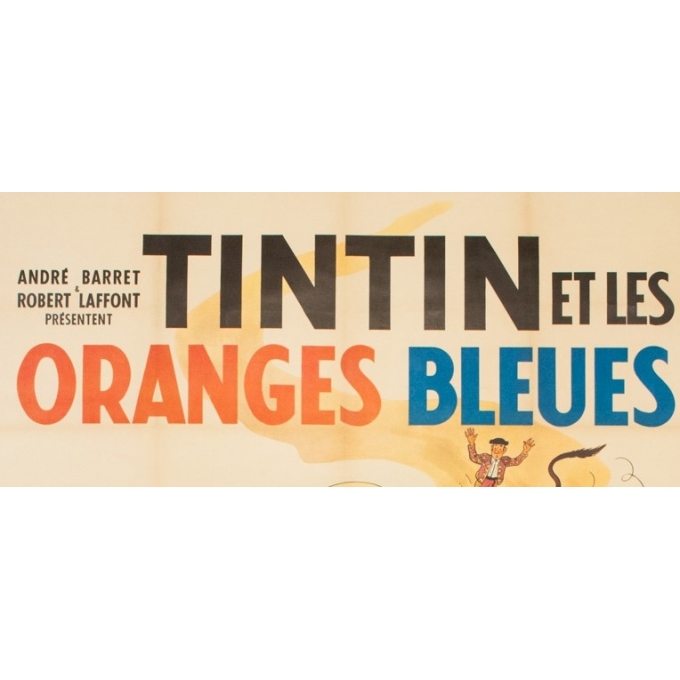 Original vintage movie poster - Hergé - 1964 - Tintin et les oranges Bleues - 63 by 46.5 inches - 2