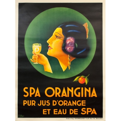 Affiche ancienne de publicité - Hypsos Studio - Circa 1930 - Spa Orangina - 157 par 119 cm