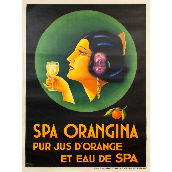 Affiche ancienne de publicité - Hypsos Studio - Circa 1930 - Spa Orangina - 157 par 119 cm