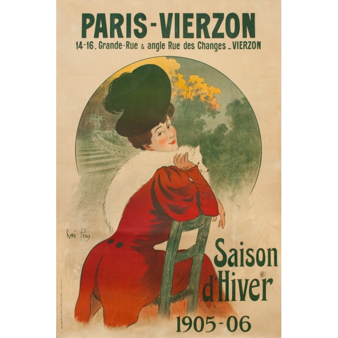 Affiche ancienne de publicité - René Péan - 1906 - Paris Vierzon 1905-1906 - 157 par 105 cm