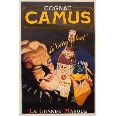 Affiche ancienne de publicité - Création B. Sirven Toulouse - Circa 1950 - Cognac Camus - 119.5 par 79.5 cm