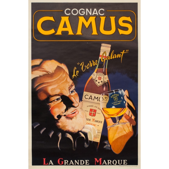 Affiche ancienne de publicité - Création B. Sirven Toulouse - Circa 1950 - Cognac Camus - 119.5 par 79.5 cm