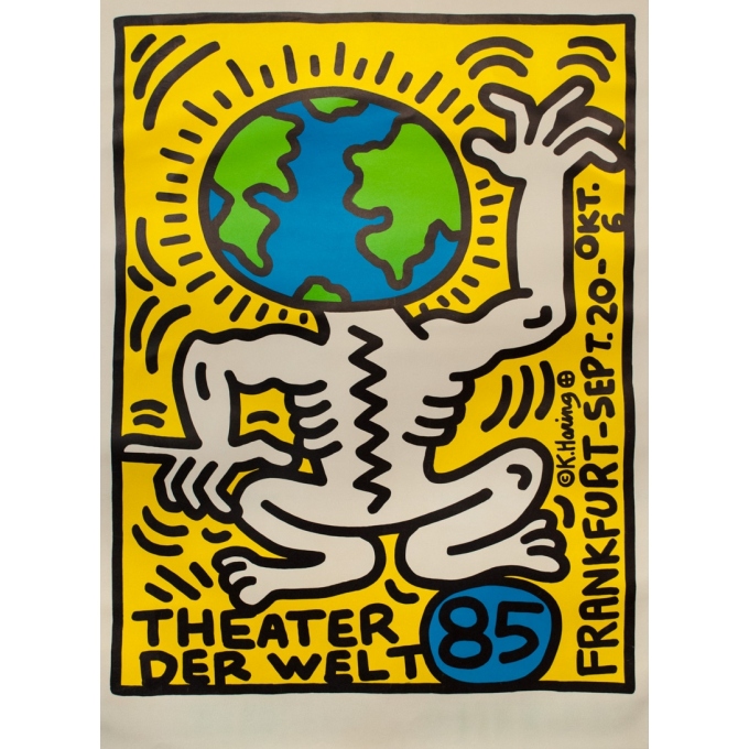 Vintage exhibition poster - Keith Haring - 1985 - Theater der Welt - 46.5 by 33.7 inches