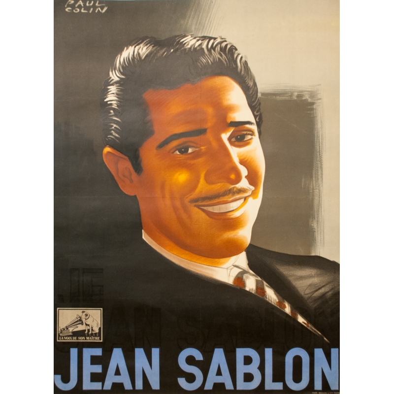 Vintage exhibition poster - Paul Colin - Circa 1940 - Jean Sablon - 61 by 44.9 inches