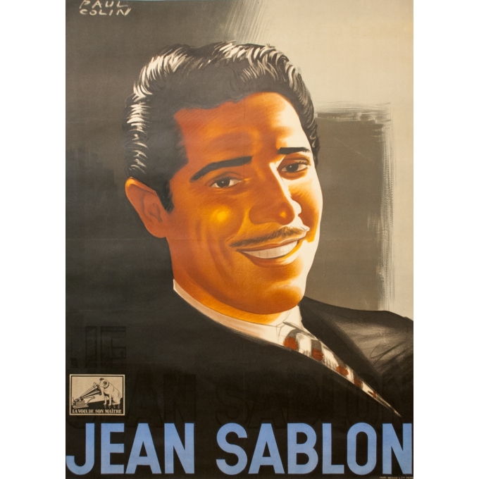 Vintage exhibition poster - Paul Colin - Circa 1940 - Jean Sablon - 61 by 44.9 inches