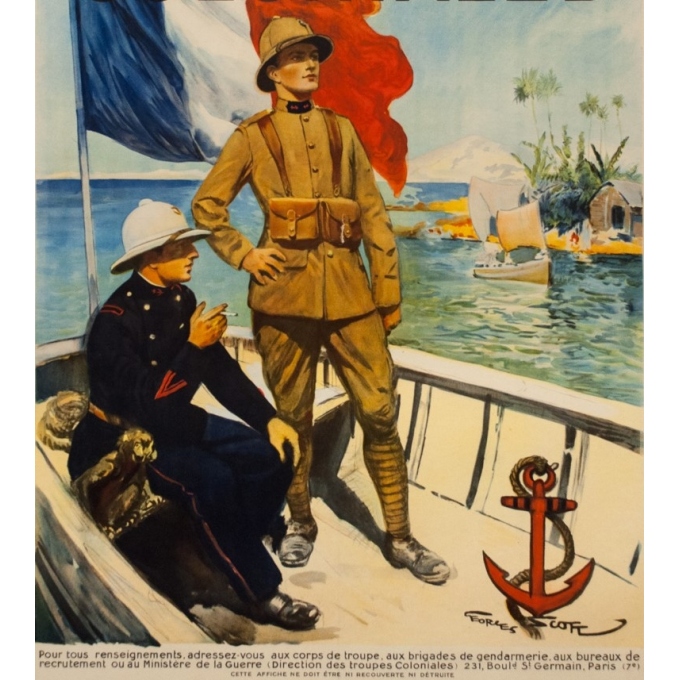 Affiche ancienne - Georges Scott - Circa 1930 - Engagez vous, Rengagez-vous dans les Troupes coloniales - 120 par 80 cm - 3