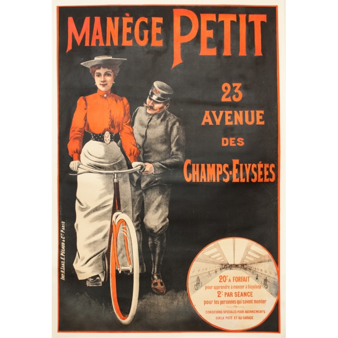 Affiche ancienne de publicité - Circa 1900 - Manège Petit - 187 par 130 cm
