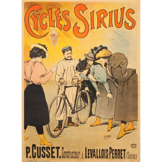 Vintage advertising poster - H.Gray - 1900 - Cycle Sirius - 58.3 by 43.3 inches