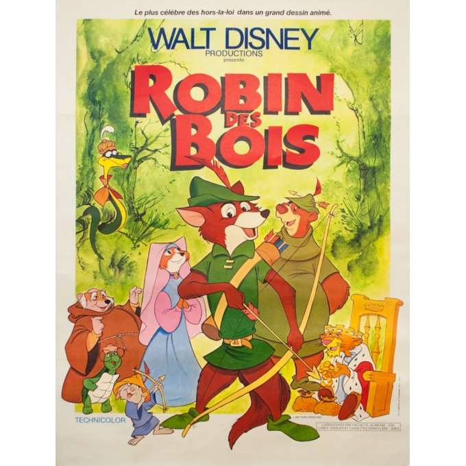 Affiche ancienne de cinéma - Walt Disney - 1973 - Robin des bois - 160 par 120 cm