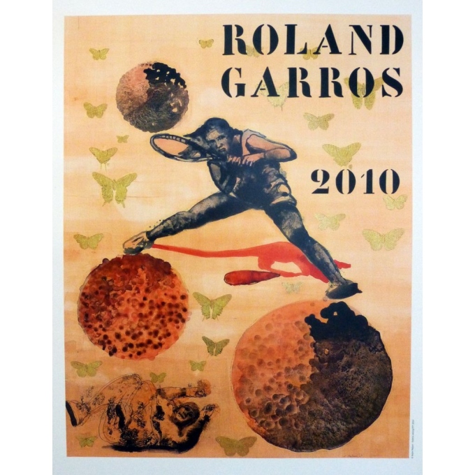 Original poster of Roland Garros 2010 by Nalini Malani Elbé Paris.