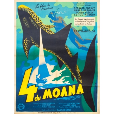 Original vintage movie poster - Guy Gérard Noël - Circa 1960 - Les 4 du Moana - 63 by 47.2 inches