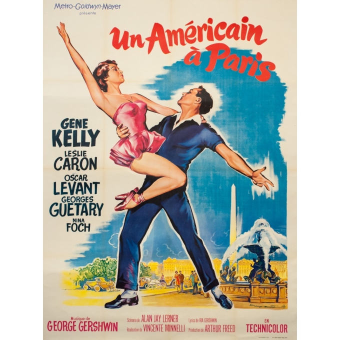 Affiche ancienne de cinéma - Rogers Soubie - Circa 1960 - Un Américain à Paris 2eme Tirage - 160 par 120 cm