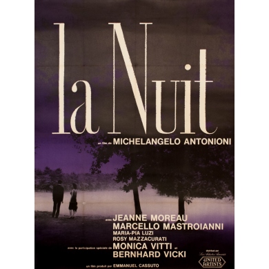Affiche ancienne de cinéma - 1961 - La nuit Michel Angelo Antonini - 160 par 120 cm