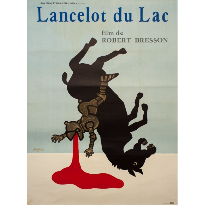 Affiche ancienne de cinéma - Savignac - 1974 - Lancelot du Lac Robert Bresson - 160 par 120 cm