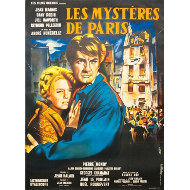 Affiche ancienne de cinéma - J. Mascii - 1962 - les Mystères de Paris - 160 par 120 cm