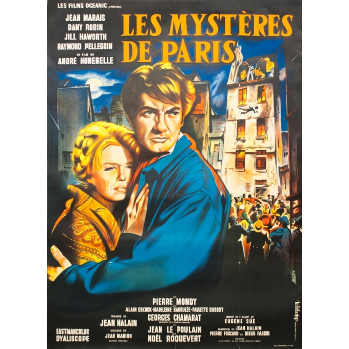 Affiche ancienne de cinéma - J. Mascii - 1962 - les Mystères de Paris - 160 par 120 cm