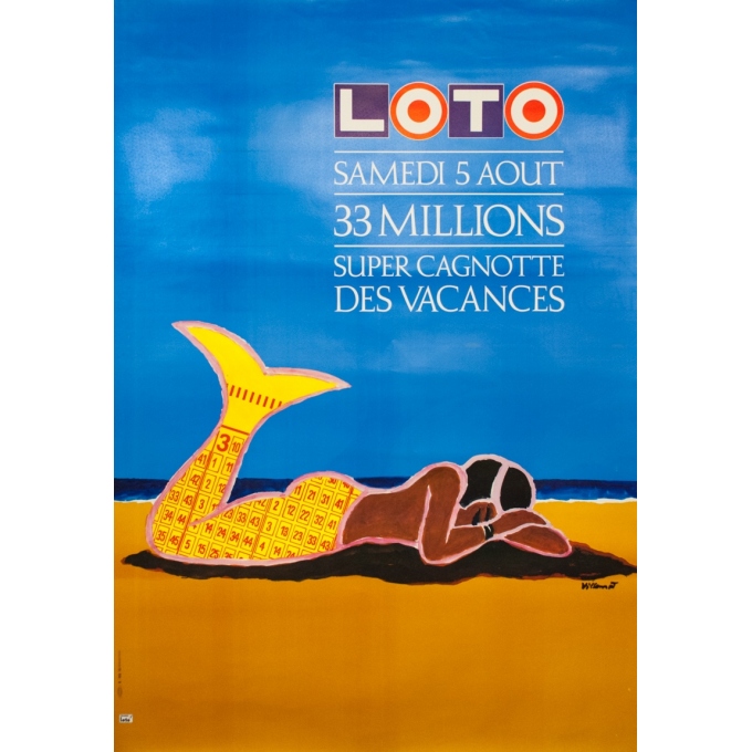 Vintage advertising poster - Villemot - 1989 - Loto - 66.5 by 46.3 inches