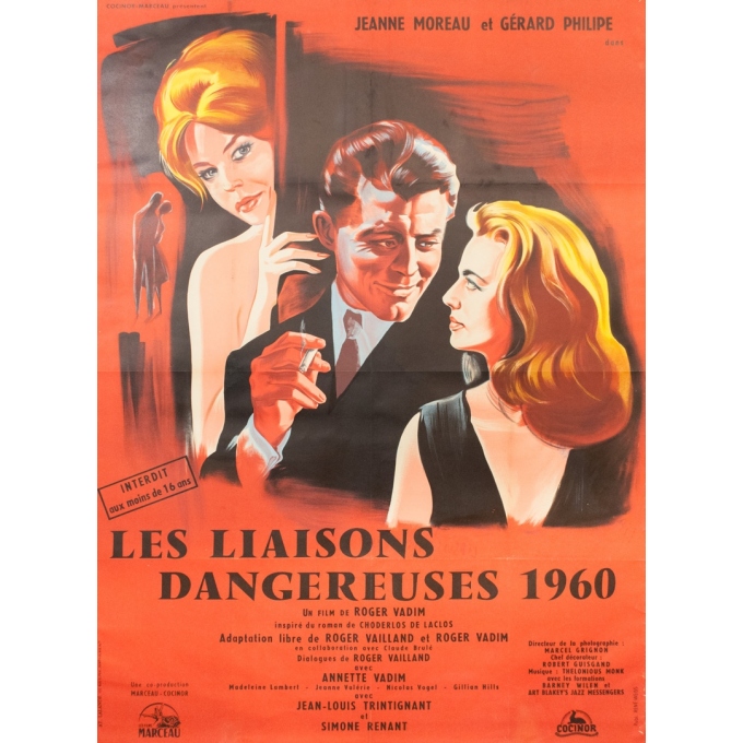 Affiche ancienne de cinéma - René Weiss - 1960 - Les Liaisons Dangereuse - 160 par 120 cm