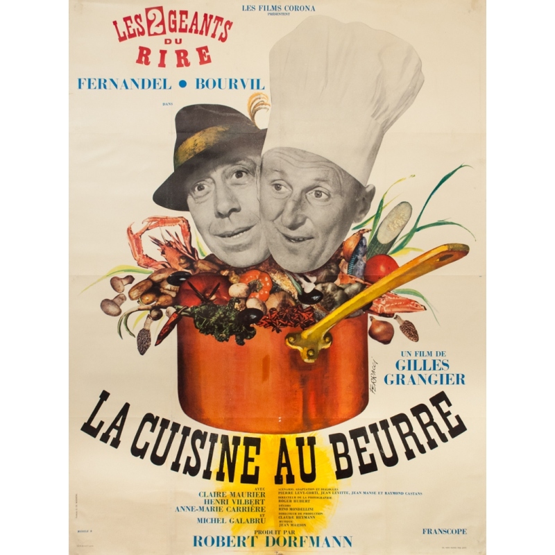 Affiche ancienne de film par Ferracci de 1963 La Cuisine Au Beurre