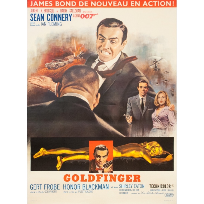 Original vintage movie poster - Mascii - 1964 - Goldfinger 007 - 63 by 47.2 inches