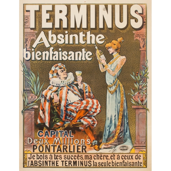 Affiche ancienne de publicité - 1900 - Terminus Absynthe Bienfaisante - 130 par 99 cm