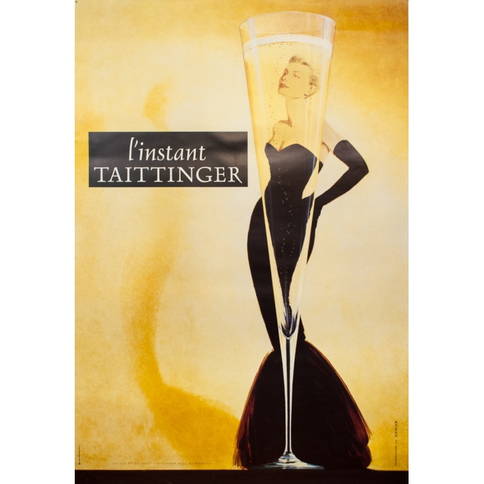 Affiche ancienne de publicité - Circa 1980 - L'Instant Taittinger - 172.5 par 119 cm