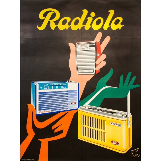Affiche ancienne de publicité - René Ravo - 1960 - Radiola - 115 par 156 cm