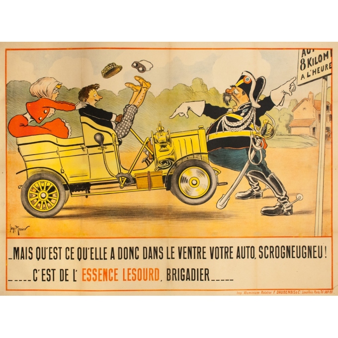 Affiche ancienne de publicité - Georges Meunier - Circa 1910 - Essence Leusourd - 157 par 119 cm