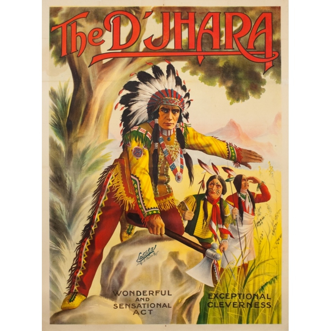 Affiche ancienne d'exposition - Latscha - Circa 1920 - The D'Jarha - 155 par 116 cm