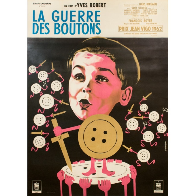 Affiche ancienne de cinéma - Jc Trambouze - circa 1960 - La Guerre Des Boutons - 160 par 120 cm