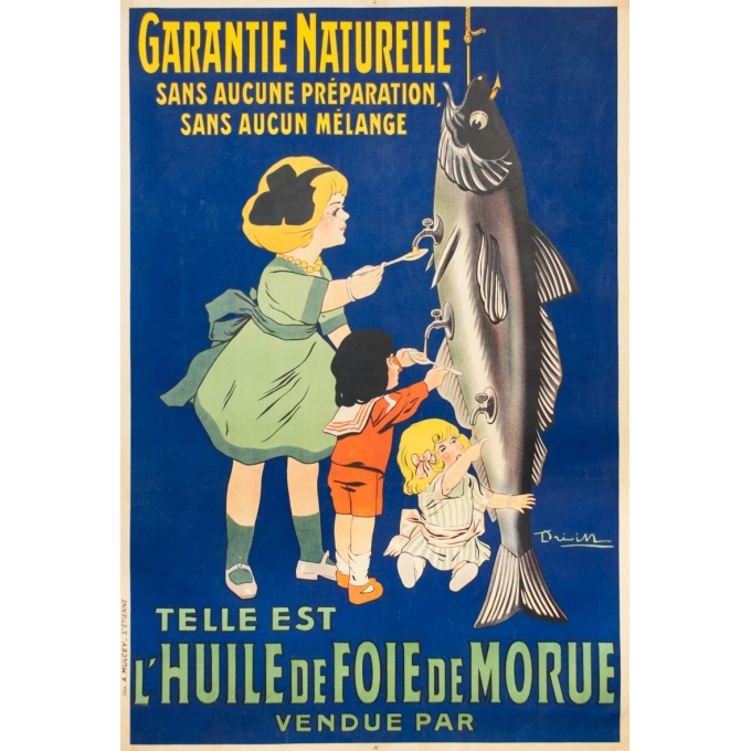 Vintage advertising poster - Drivin - 1920 - Telle Est L'Huile De Foie De Morue - 59.1 by 41.3 inches