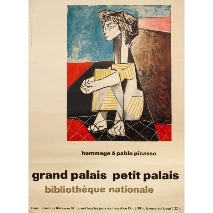 Vintage exhibition poster - Photo H. Mardyks - 1966 - Hommage À Pablo Picasso Grand Palais - 62.2 by 45.7 inches Vintage exhibition poster - Photo H. Mardyks - 1966 - Hommage À Pablo Picasso Grand Palais - 62.2 by 45.7 inches