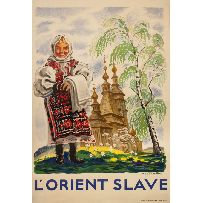 Vintage travel poster - Campiom - Circa 1930 - L'Orient Slave V.Le Campiom - 59.1 by 39.4 inches