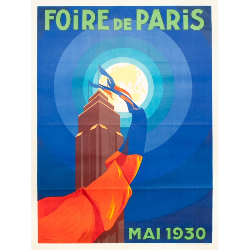 Vintage exhibition poster - P.Commarmond - 1930 - Foire De Paris - 62.2 by 46.6 inches