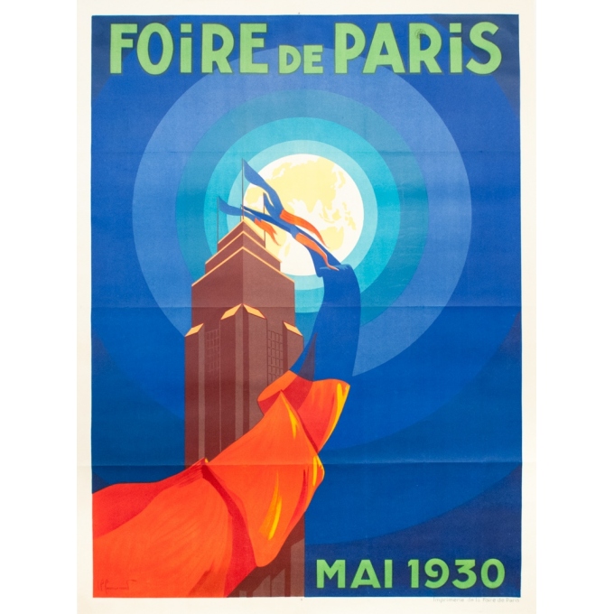 Affiche ancienne d'exposition - P.Commarmont - 1930 - Foire De Paris - 158 par 118.5 cm