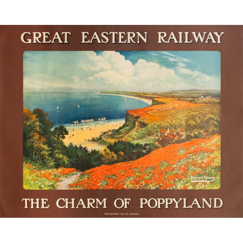 Affiche ancienne de voyage - Hayward Young - Circa 1910 - Eastern Railways The Charm Of Poppyland - 129 par 101.5 cm