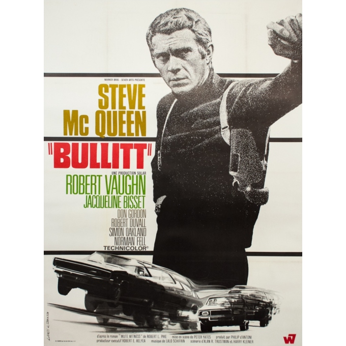 Affiche ancienne de cinéma - Landi - 1969 - Bullit Steve Mc Queen - 160 par 120 cm