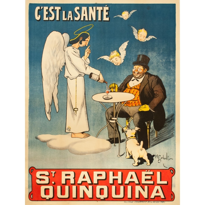 Vintage advertising poster - H. Gerbault -  - Quinquina St Raphaël C'Est La Santé - 62.2 by 46.1 inches